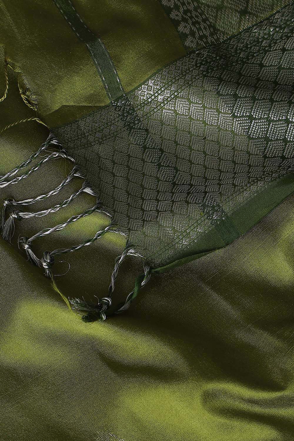 Green Pure Silk Maheswari Saree image number null