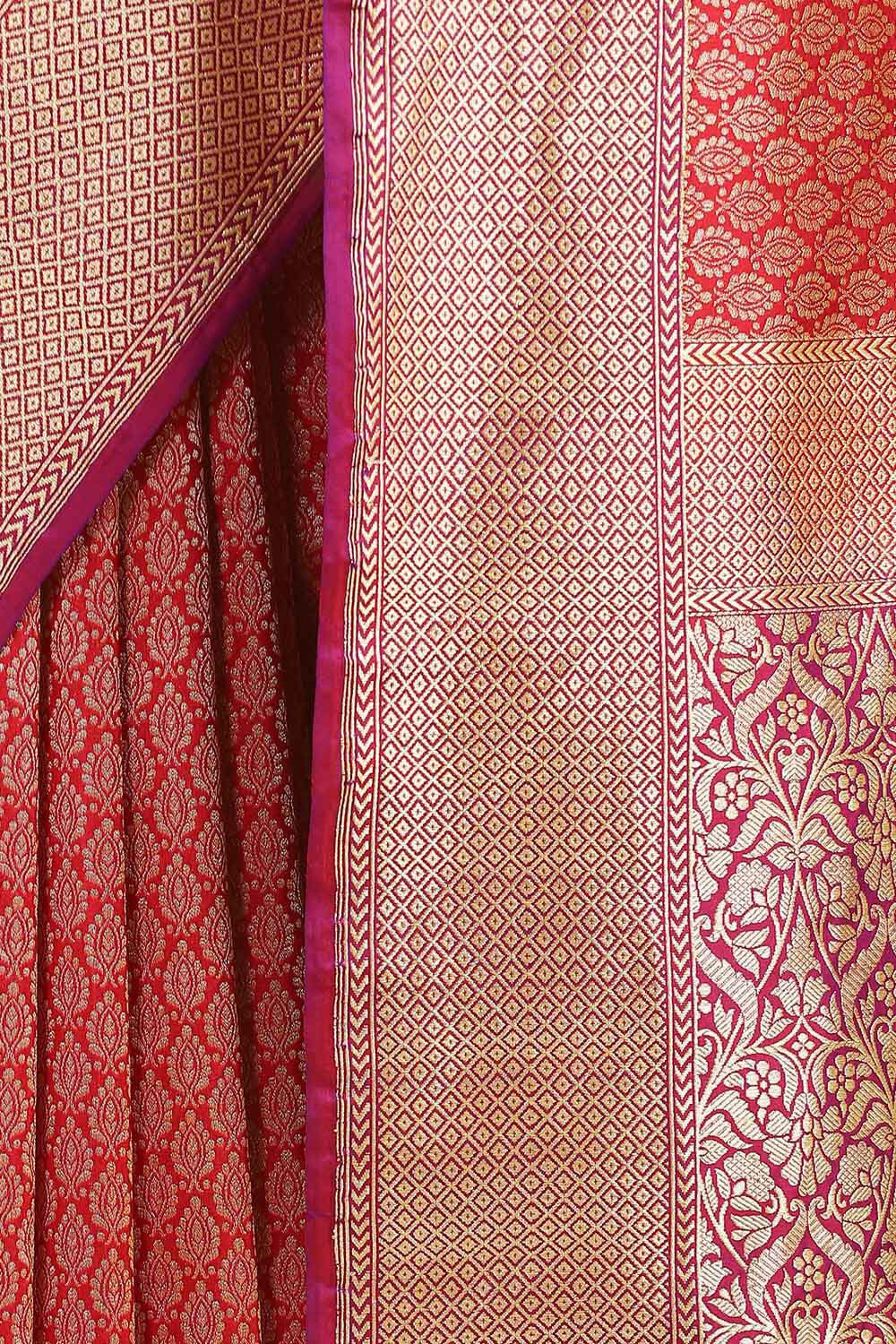 Red Pure Silk Banarasi Brocade Saree image number null