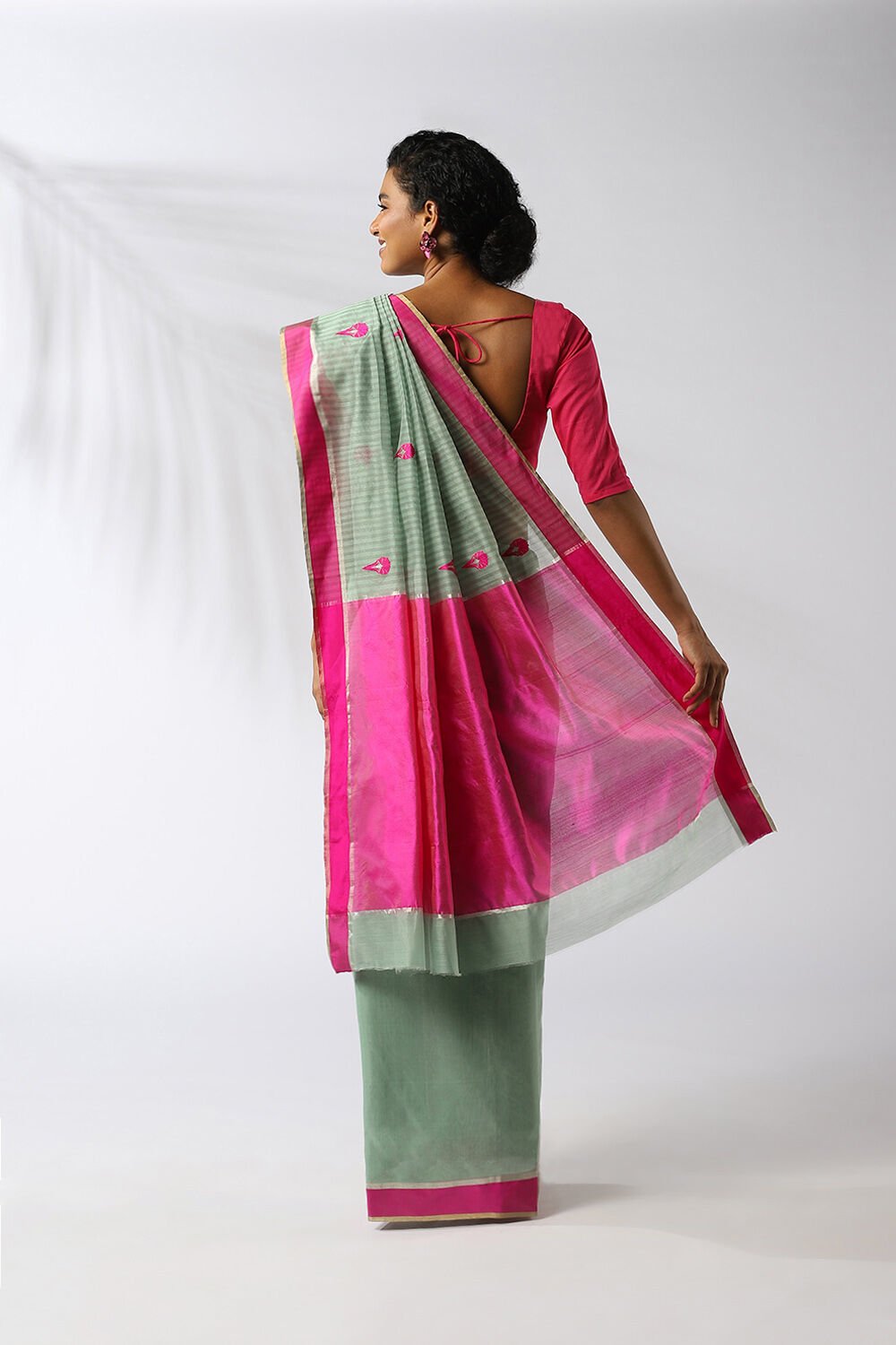 Light Green Pure Silk Cotton Chanderi Saree image number null