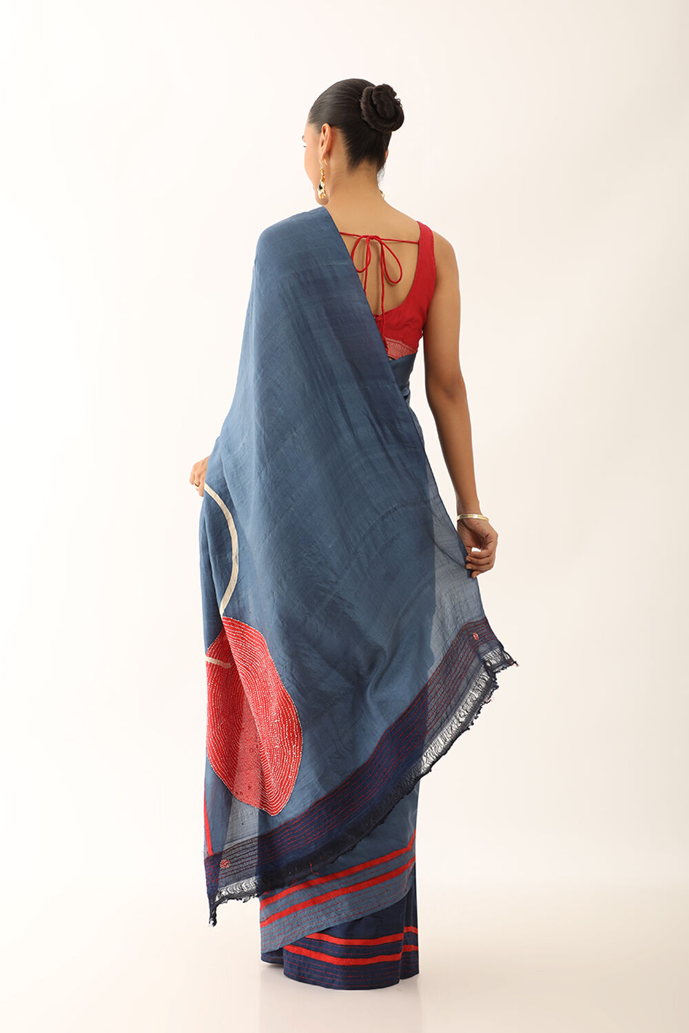 Blue Murshidabad Pure Silk Hand Painted Saree image number null