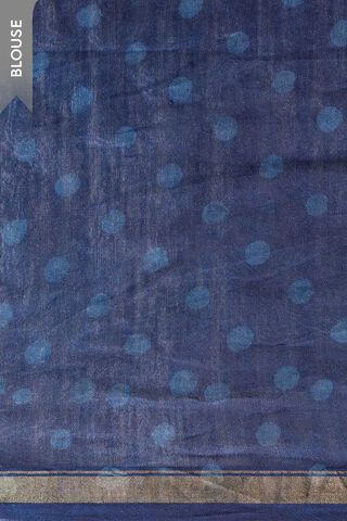 Blue Printed Mukaish Pure Silk Cotton Bagru Saree thumbnail image number null