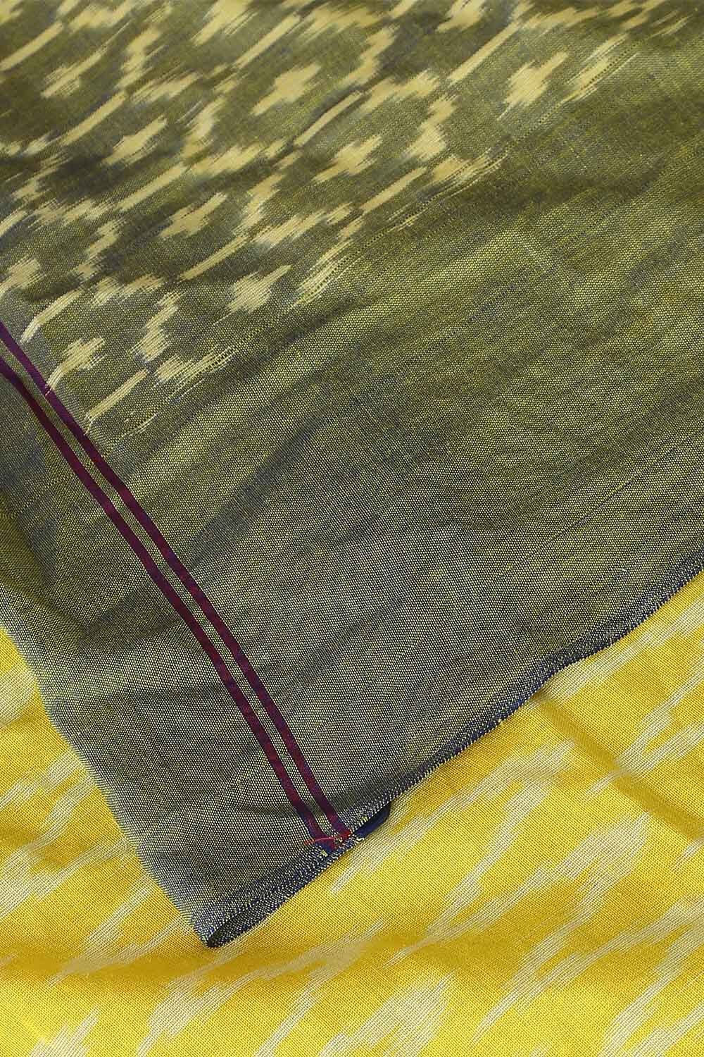 Light Yellow Pure Cotton Pochampalli Ikat Saree image number null