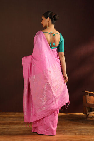 Pink Woven Pure Soft Silk Saree thumbnail image number null
