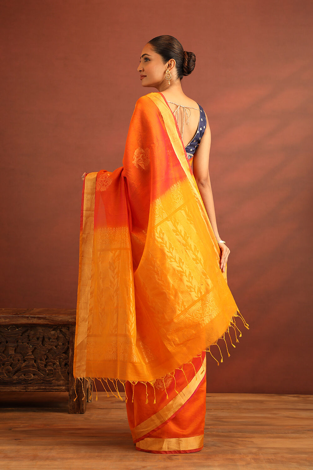 Dark Yellow South Pure Silk Cotton Woven Saree image number null