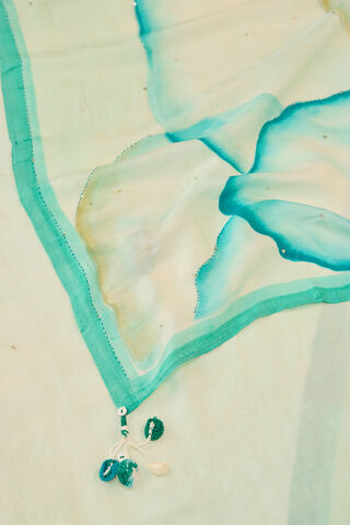Light Blue Bengal Pure Silk Hand Painted Embroidered Saree thumbnail image number null