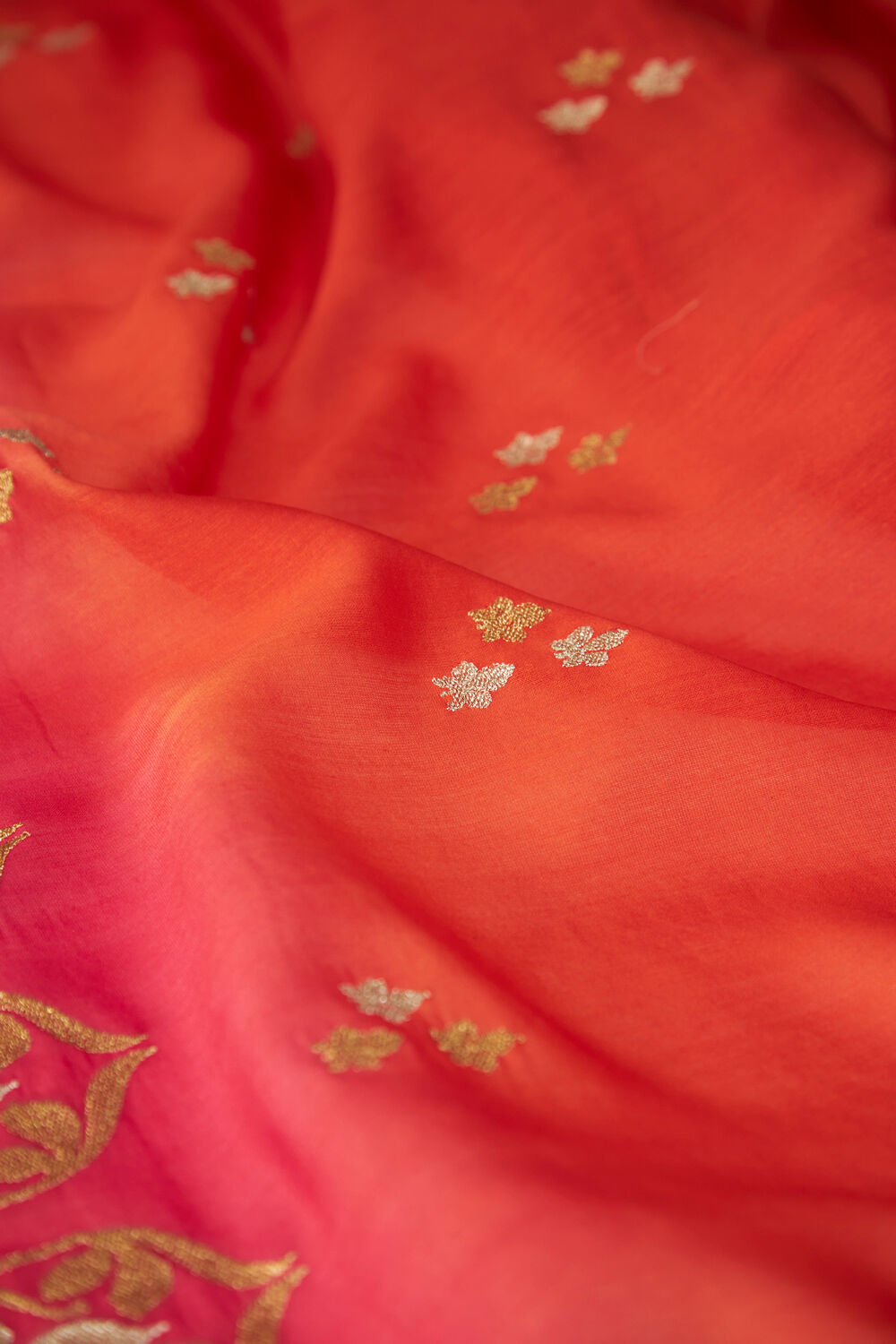 Orange Pure Silk Cotton Embroidered Saree image number null