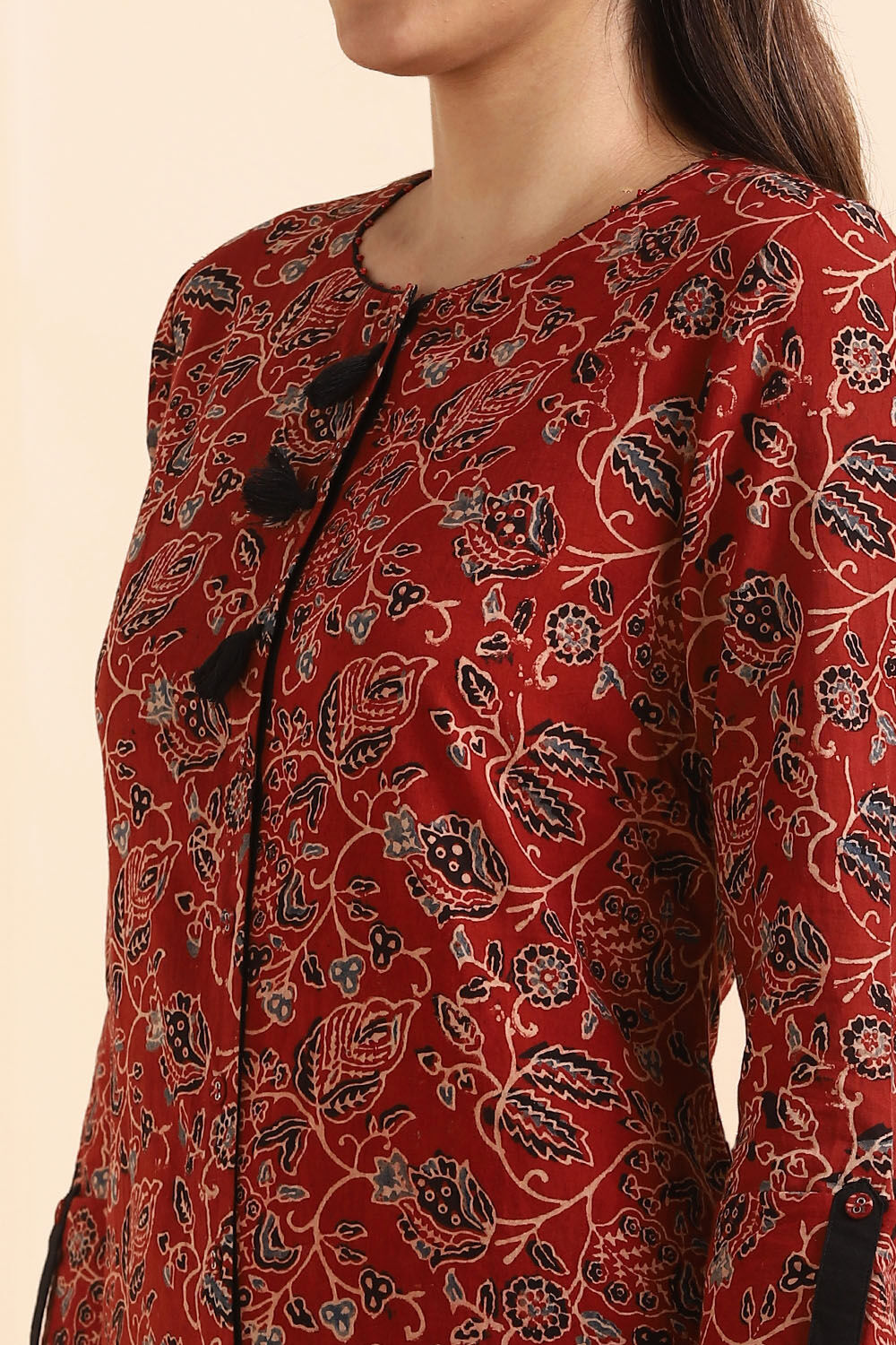 Red Ajrakh Block Printed Cotton Kurta image number null