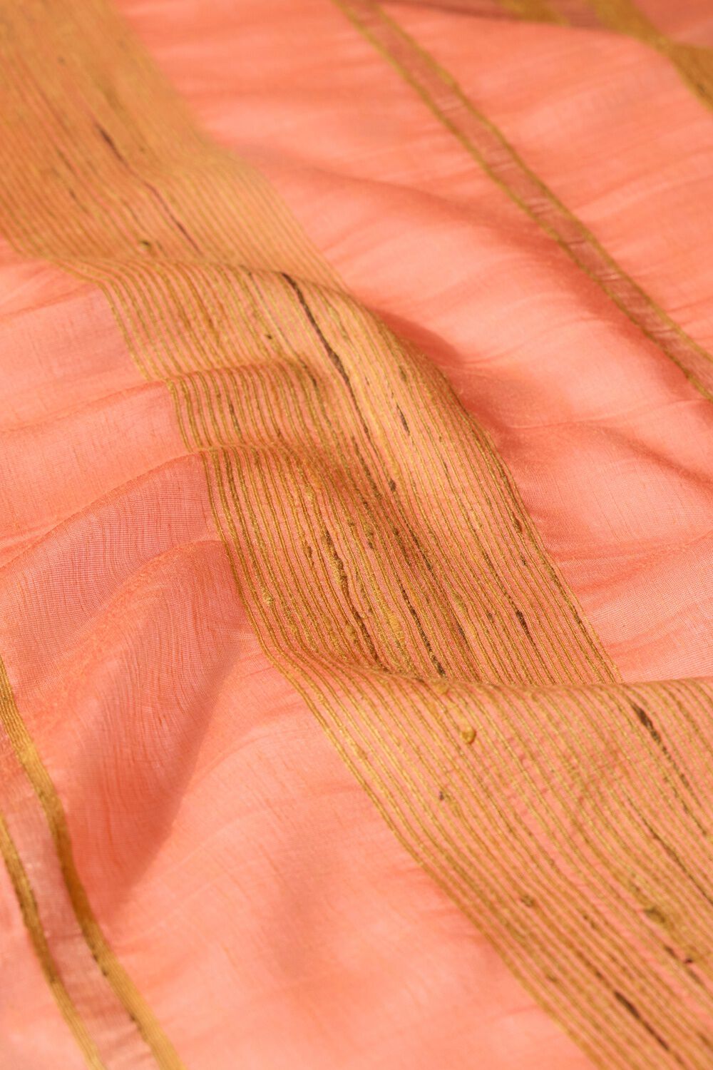 Light Orange Woven Silk Bengal Saree image number null
