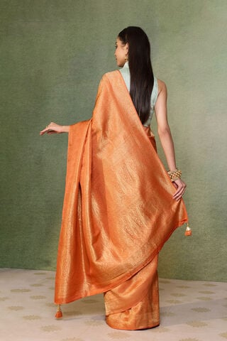 Orange   Woven Viscose Tissue Saree thumbnail image number null