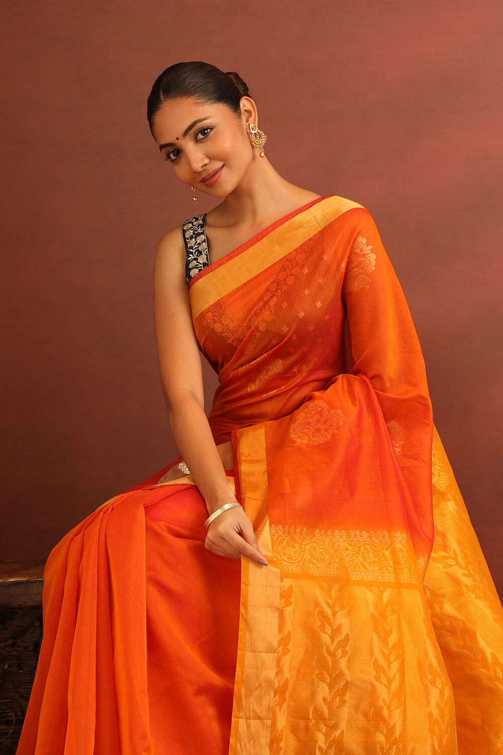 Dark Yellow South Pure Silk Cotton Woven Saree image number null
