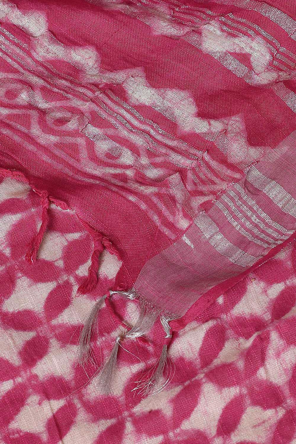 Pink Pure Cotton Linen Bagru Printed Saree image number null