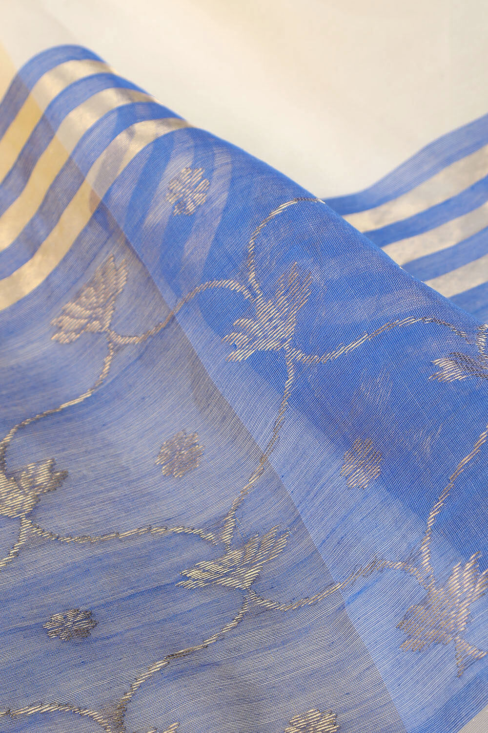 Off White Chanderi Pure Silk Cotton Woven Saree image number null