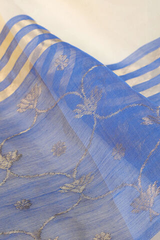Off White Chanderi Pure Silk Cotton Woven Saree thumbnail image number null