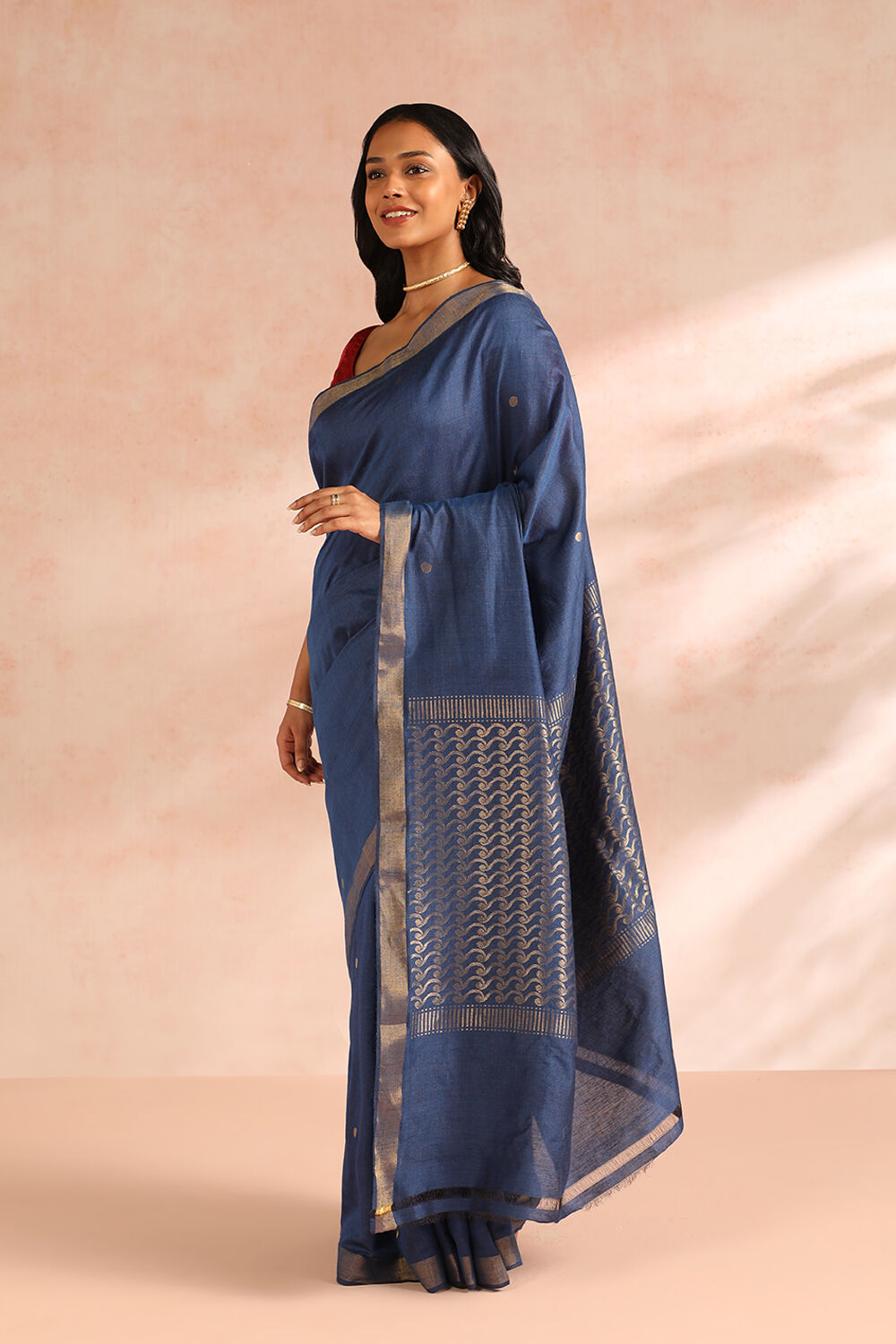 Blue Woven Chattisgarh Pure Tussar Silk Saree image number null
