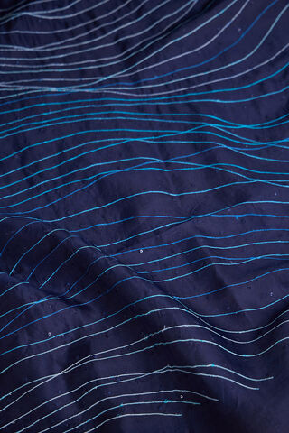 Dark Blue Pure Silk Organza Embroidery Saree thumbnail image number null