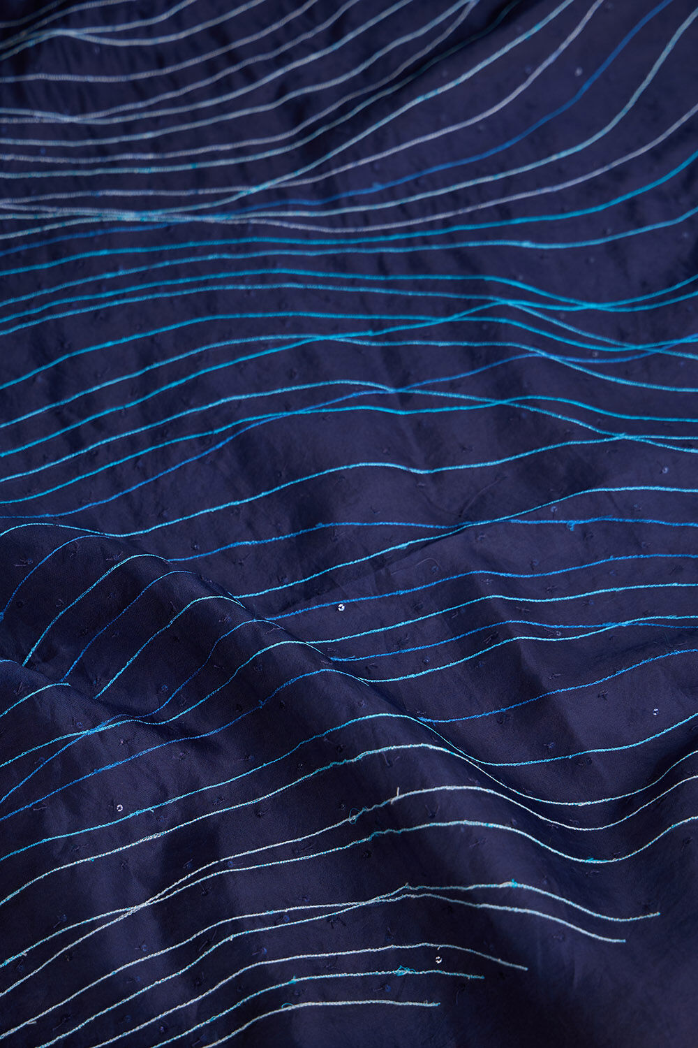 Dark Blue Pure Silk Organza Embroidery Saree image number null