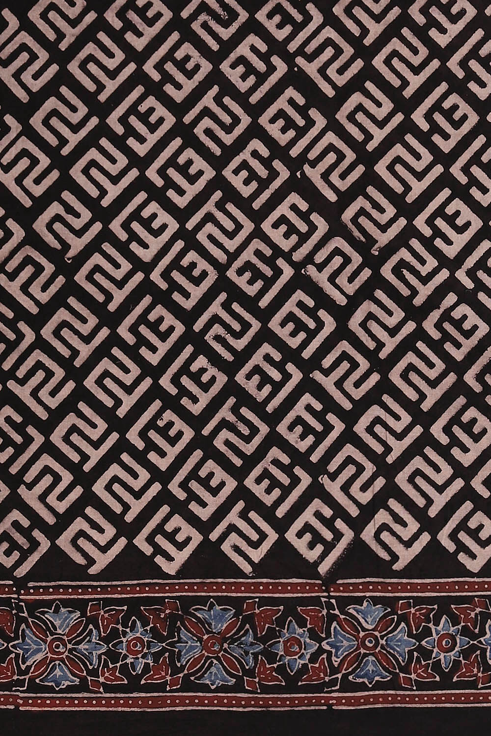Black Pure Cotton Ajrakh Printed Saree image number null