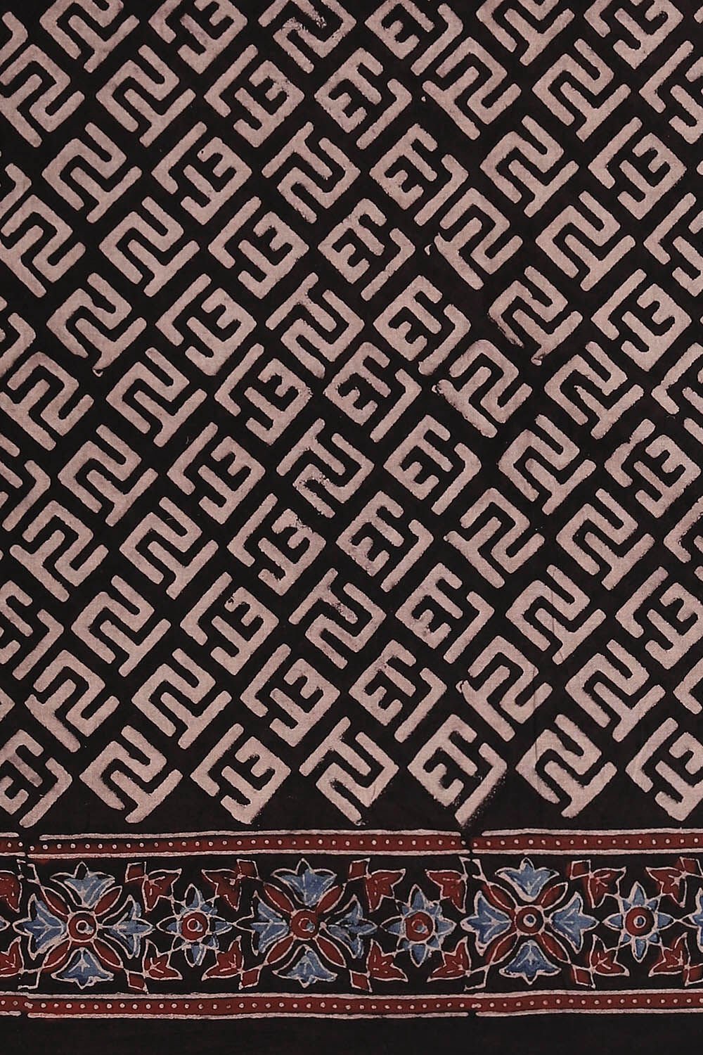 Black Pure Cotton Ajrakh Printed Saree image number null