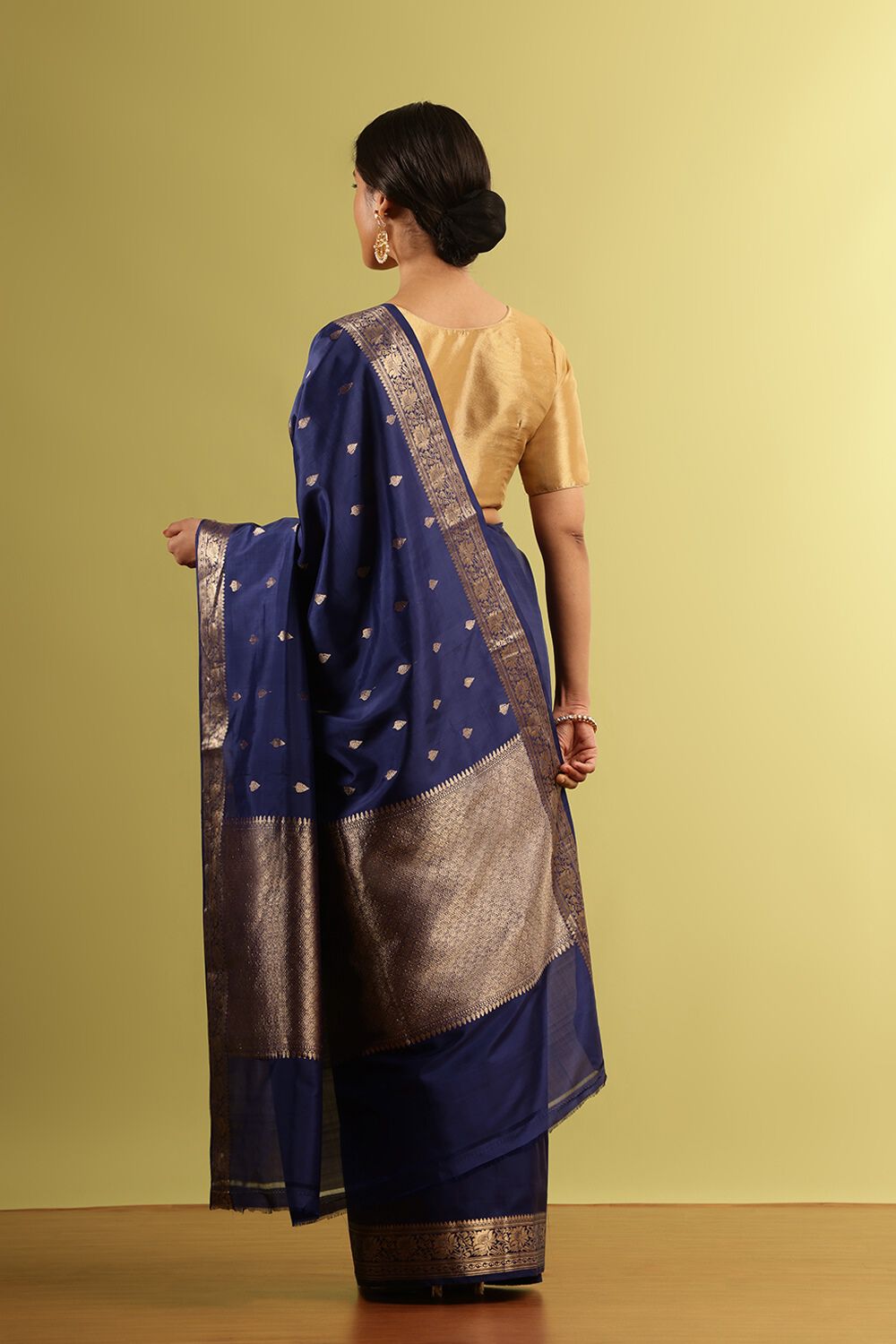 Dark Blue Silk Viscose Woven Saree image number null