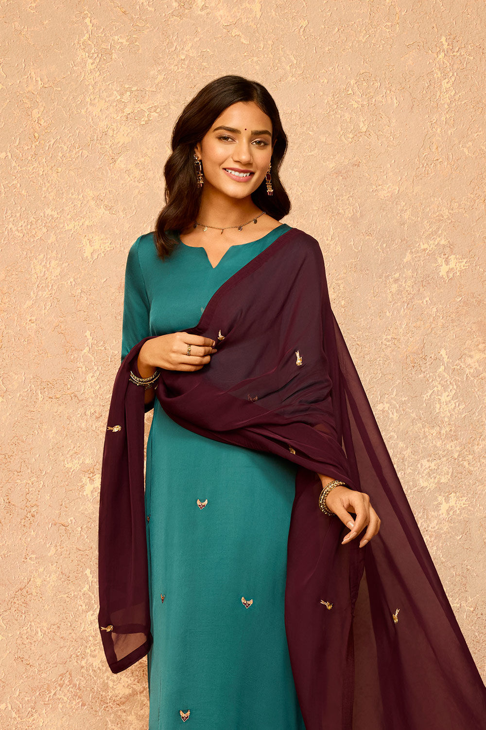 Light Blue Embroidered Viscose Modal Kurta Set image number null