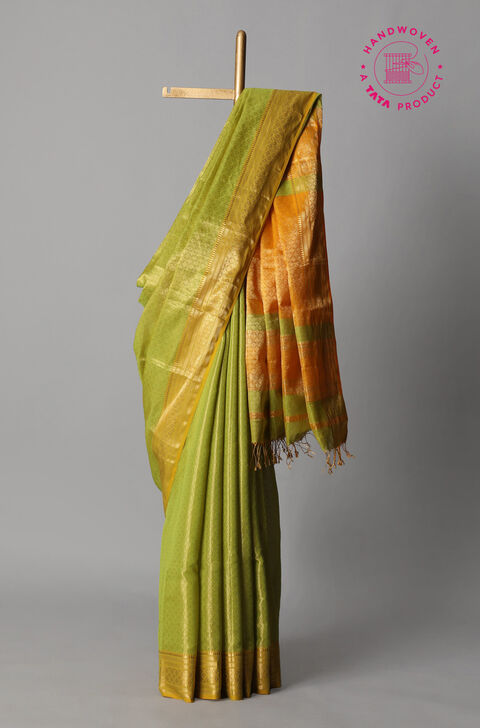 Green Pure Silk Cotton Maheswari Saree