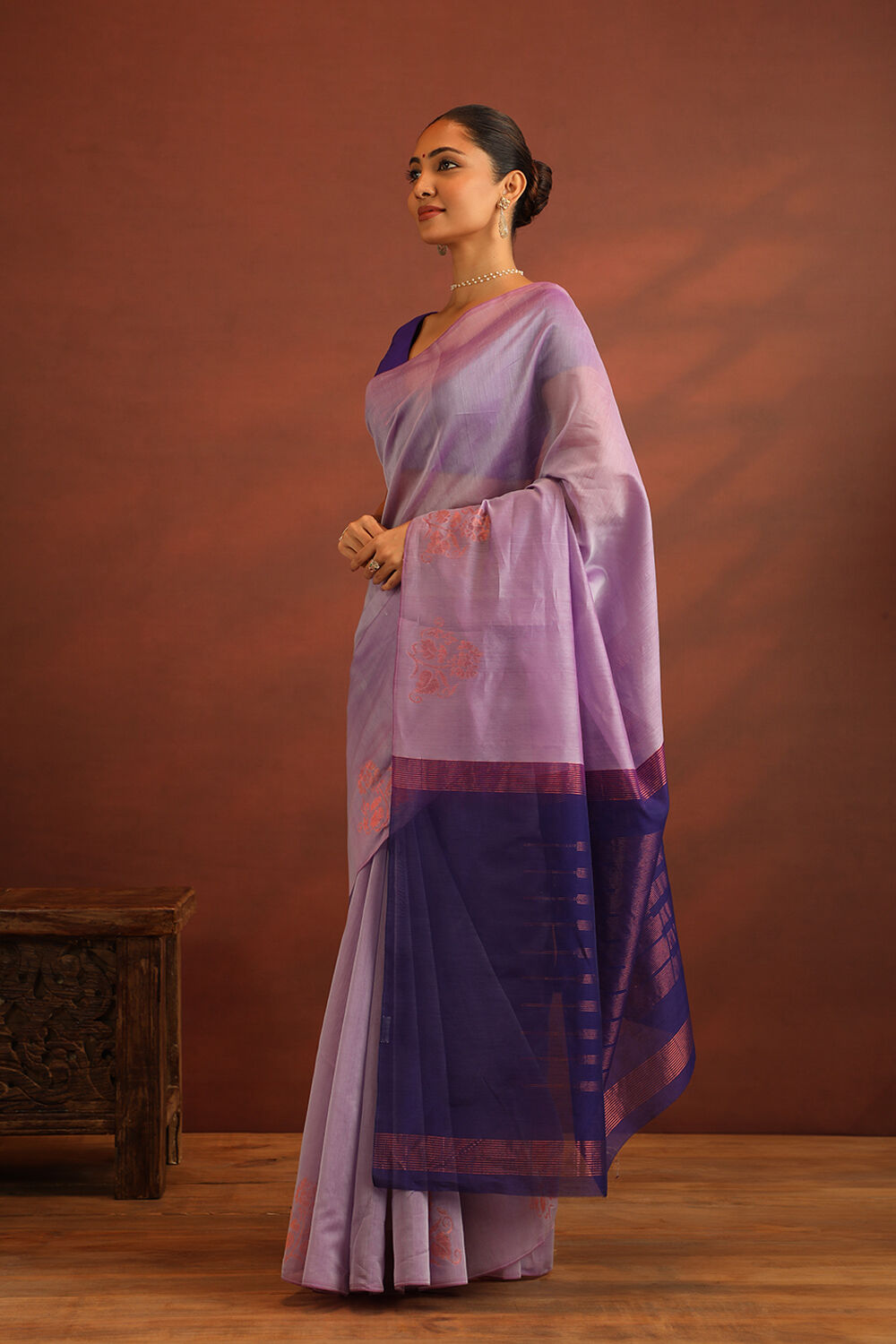 Light Violet South Pure Silk Cotton Woven Saree image number null