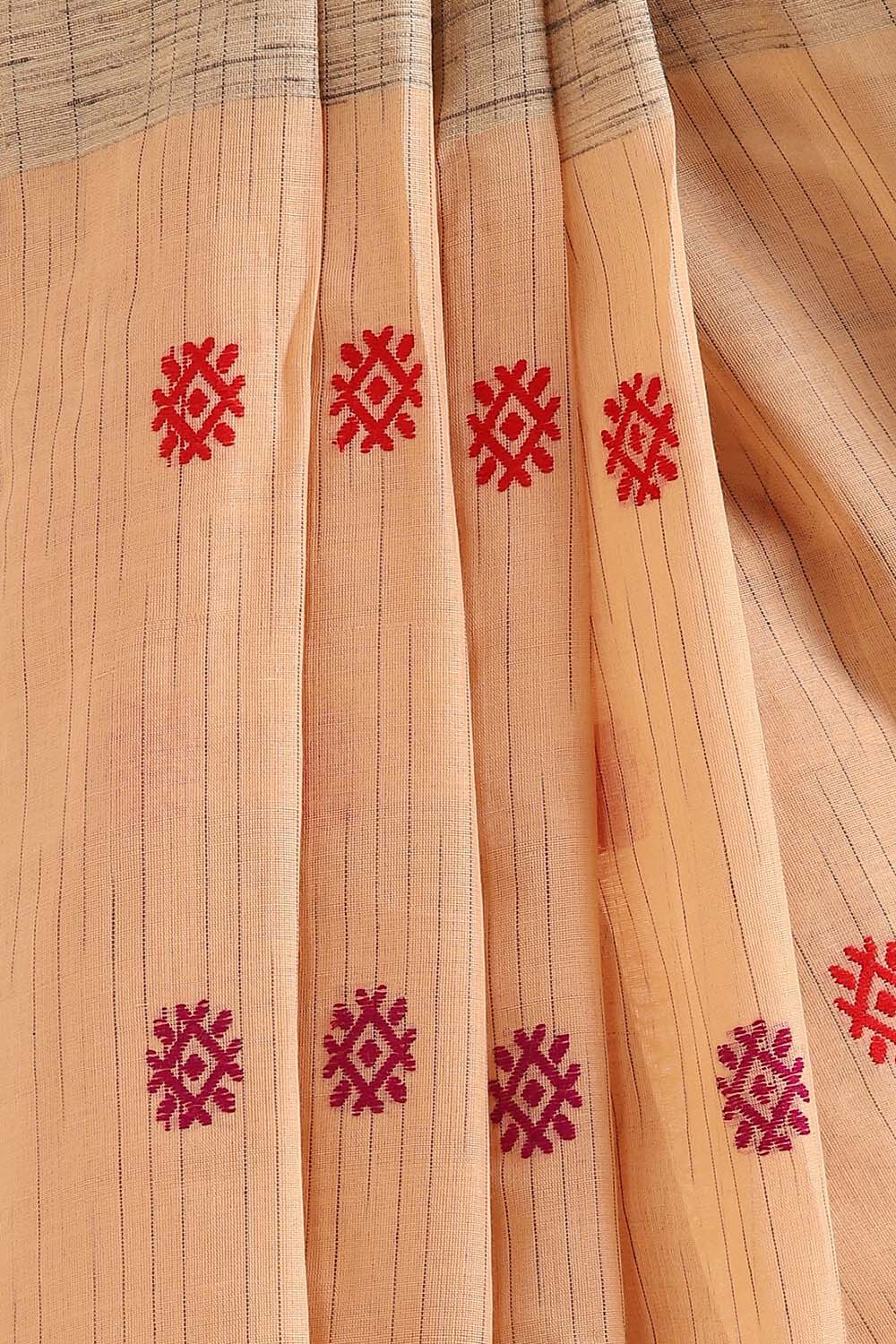 Beige Pure Cotton Jamdani Saree image number null