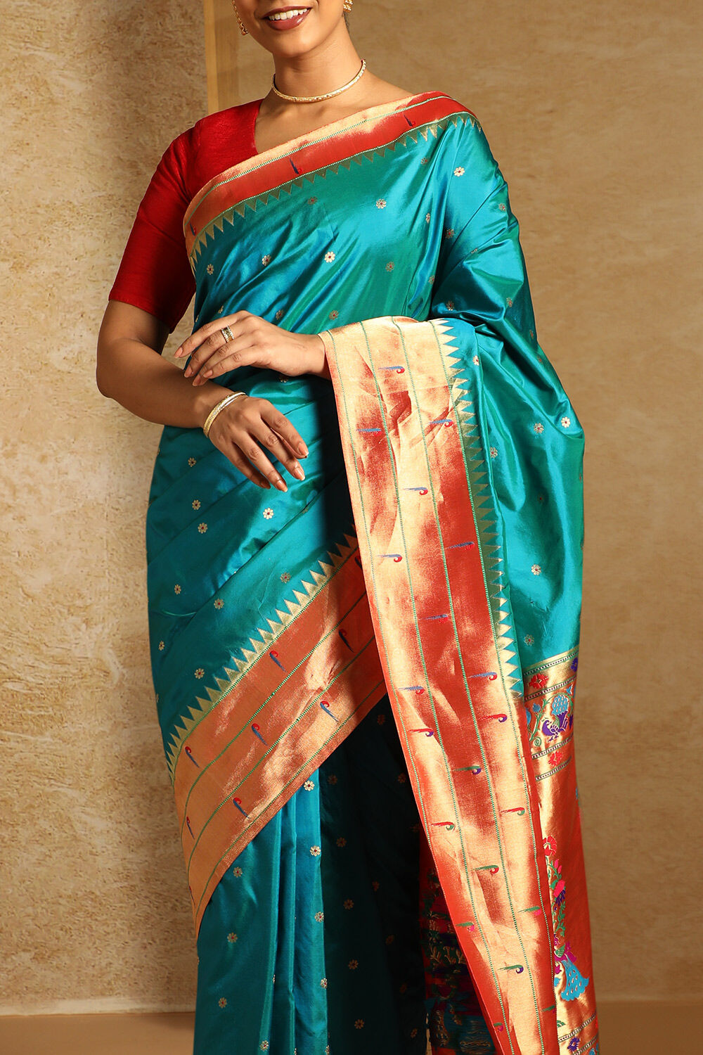 Blue Pure Silk Woven Paithani Inspired Saree image number null