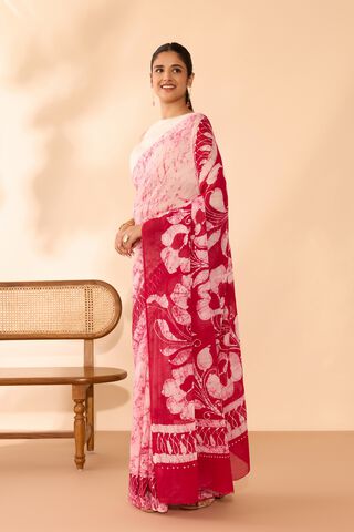 Dark Pink Ujjain Pure Cotton Batik Saree thumbnail image number null