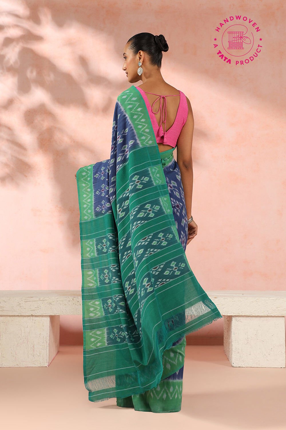 Purple Pure Cotton Pochampalli Ikat Saree image number null