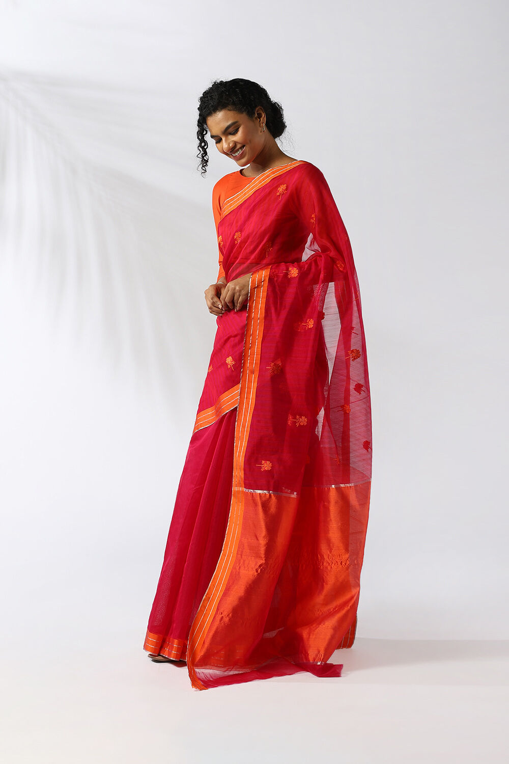 Red Pure Silk Cotton Chanderi Saree image number null