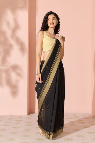 Black Woven Pure Silk Cotton Chanderi Saree thumbnail image number null