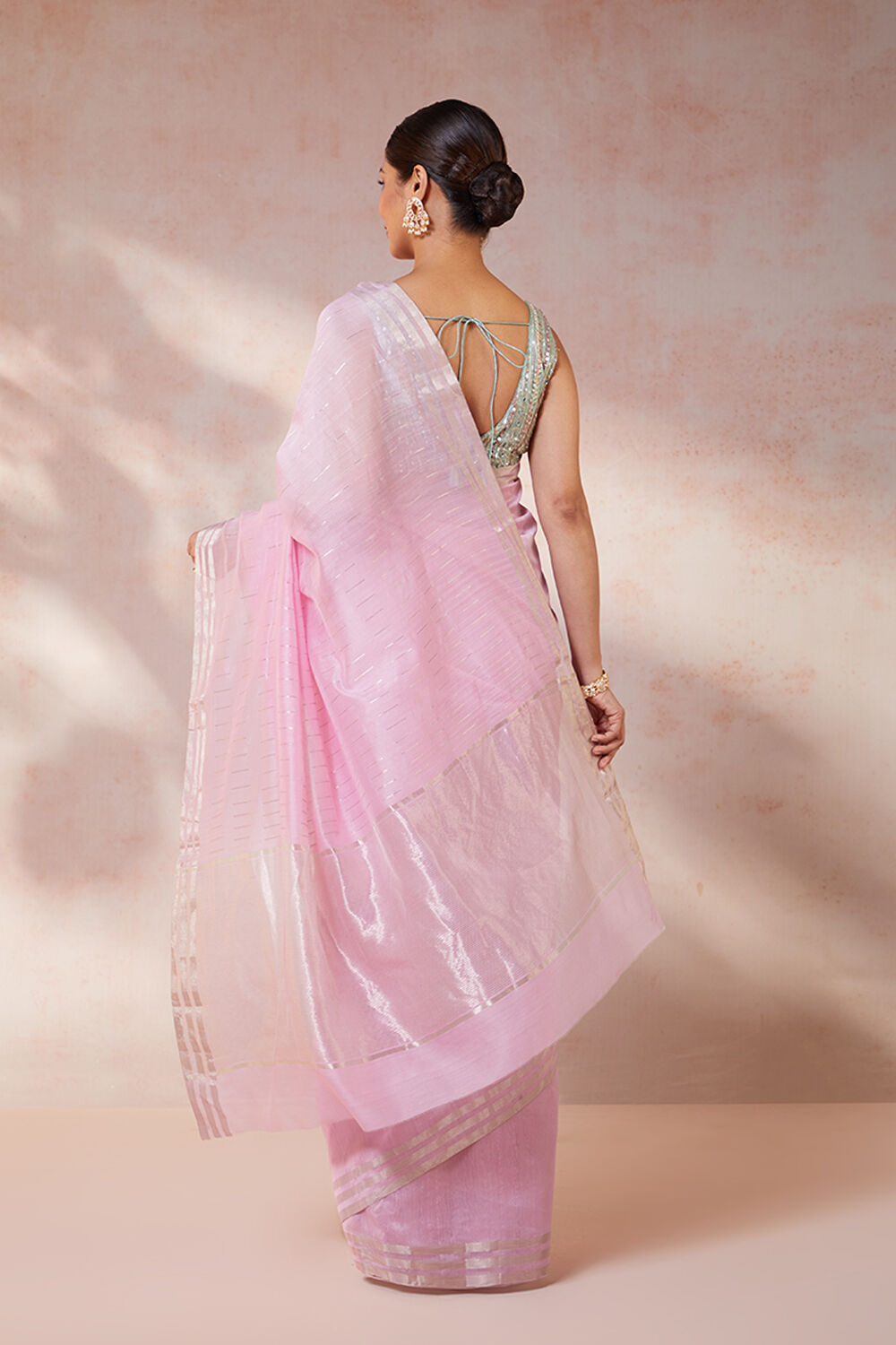 Pink Woven Pure Silk Cotton Chanderi Saree image number null
