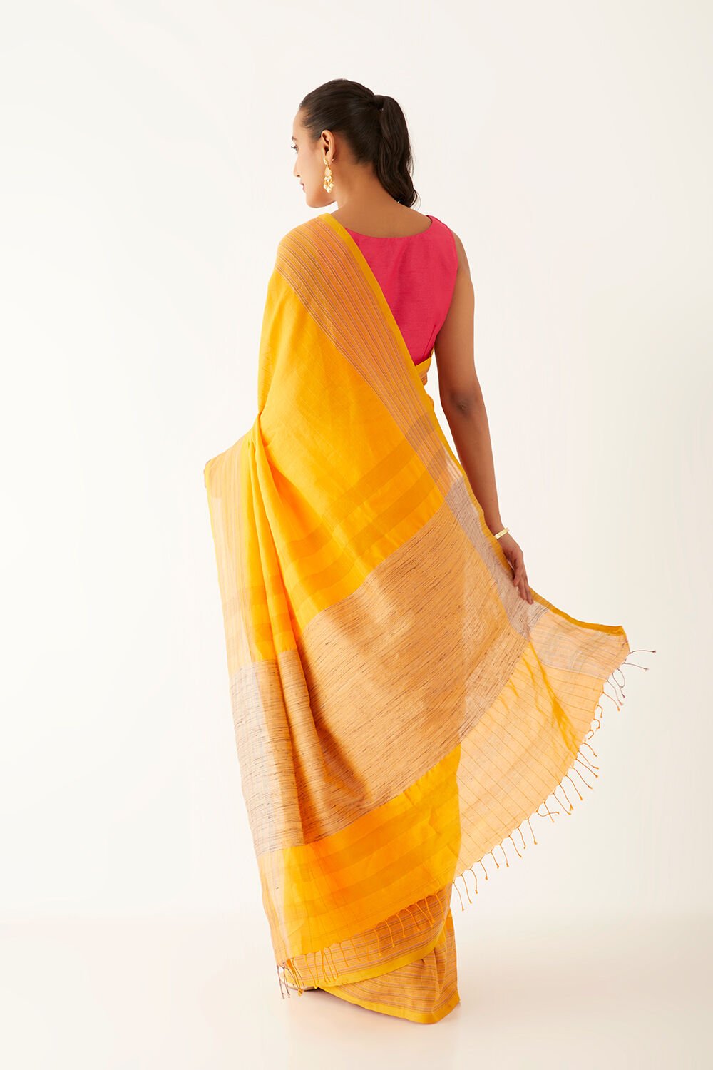 Orange Pure Cotton Bengal Saree image number null