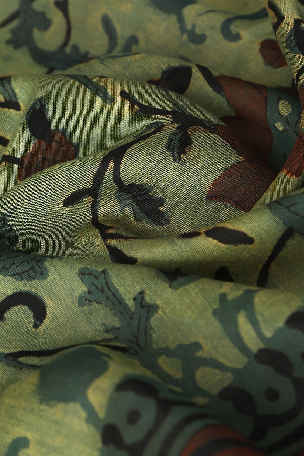 Light Green Pure Silk Cotton Bagru Printed Saree image number null