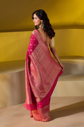 Pink Woven Pure Silk Crepe Saree thumbnail image number null