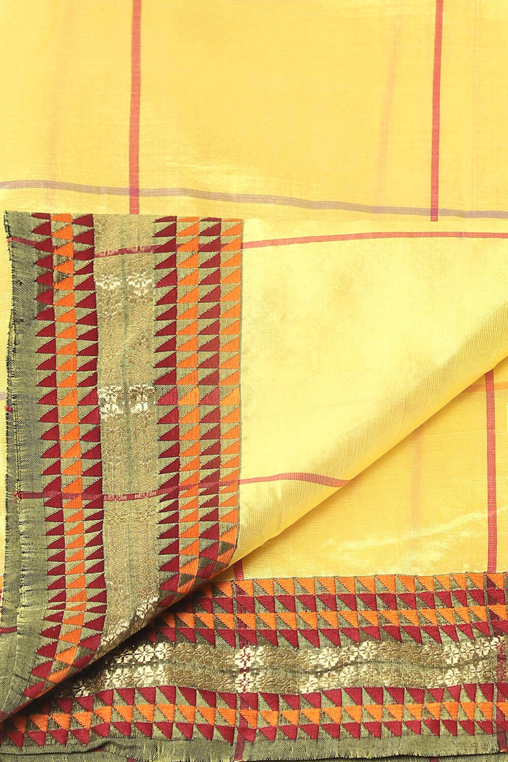 Yellow Pure Silk Maheshwari Saree image number null