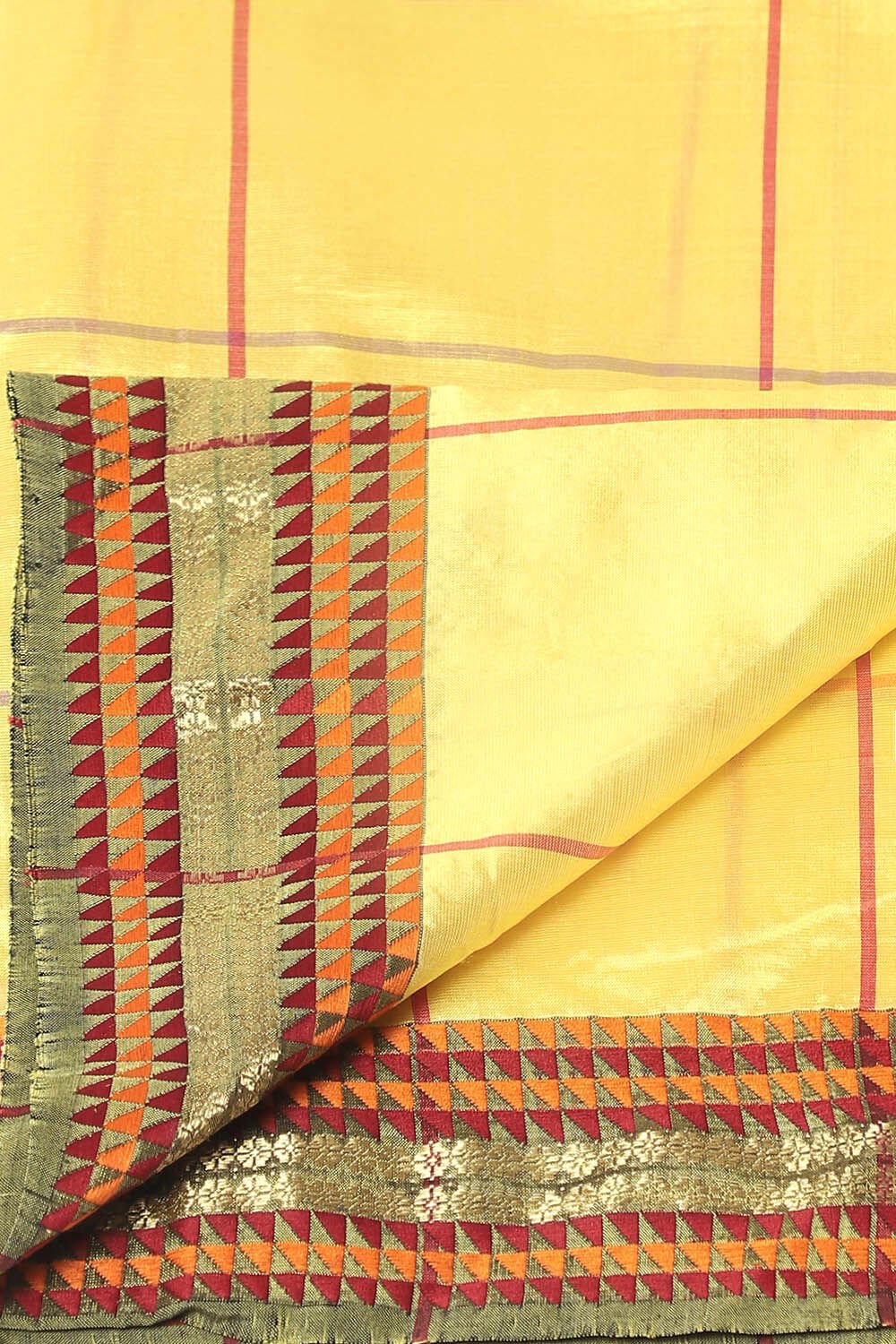 Yellow Pure Silk Maheshwari Saree image number null