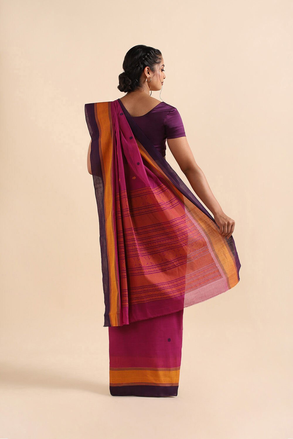 Dark Pink Pure Cotton South Saree image number null