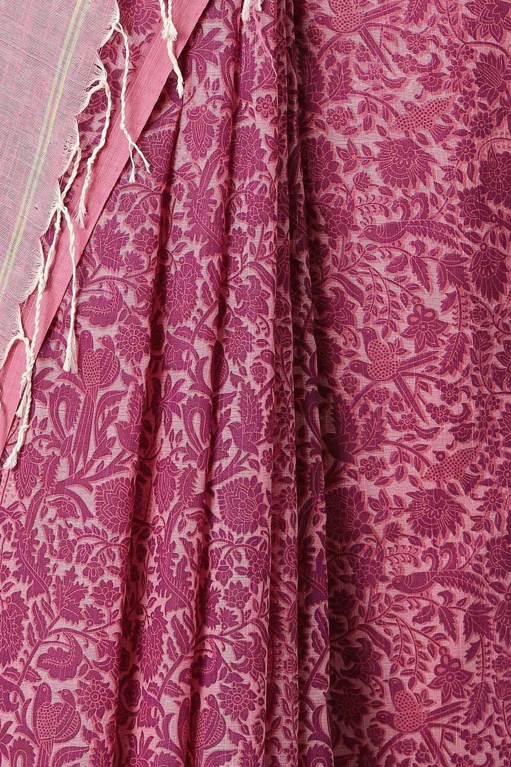 Pink Pure Cotton Printed Saree image number null
