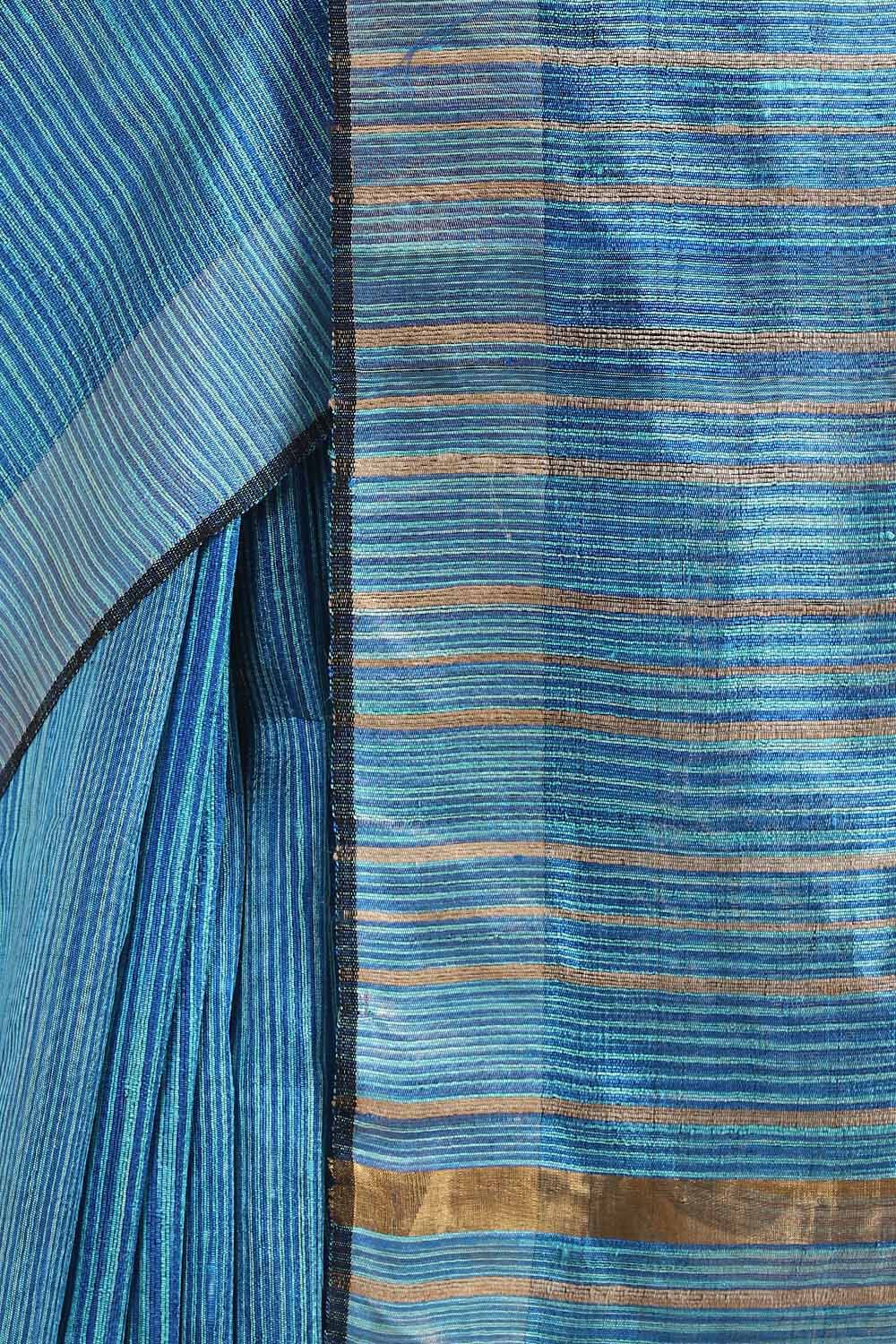 Light Blue Pure Tussar Silk Tie and Dye Saree image number null