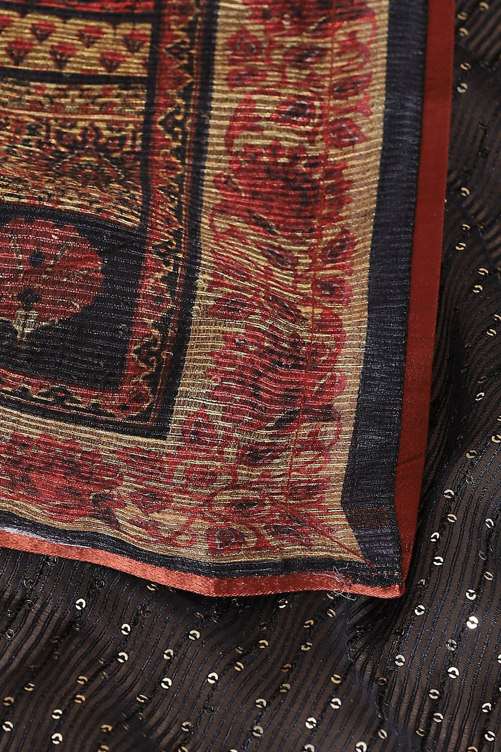 Black Pure Embroidered Saree image number null