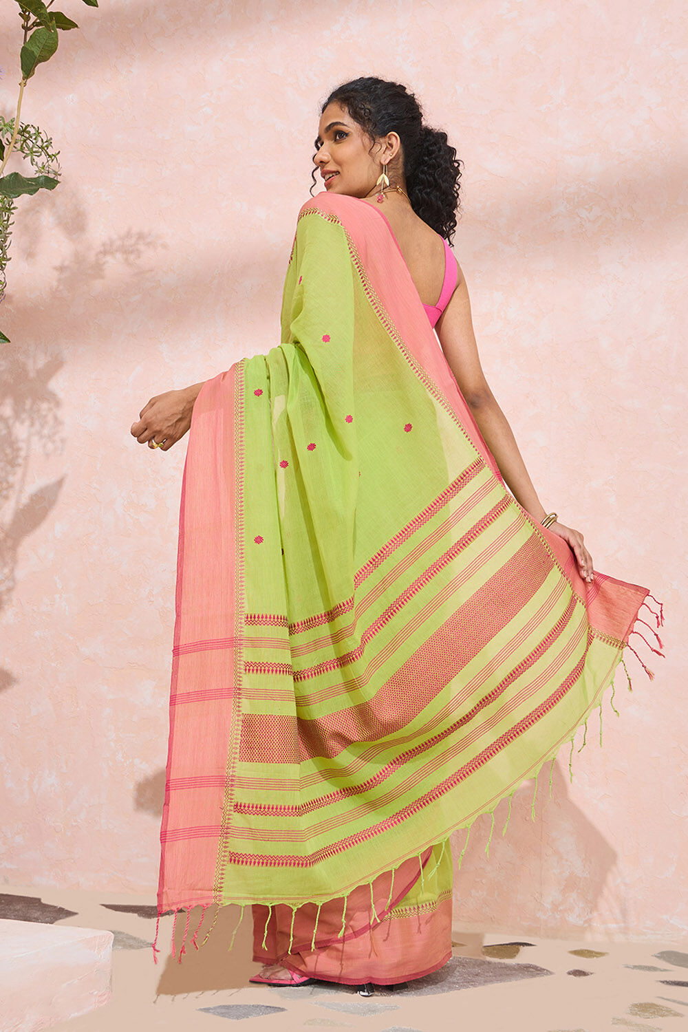 Light Green Woven Pure Cotton Bengal Saree image number null