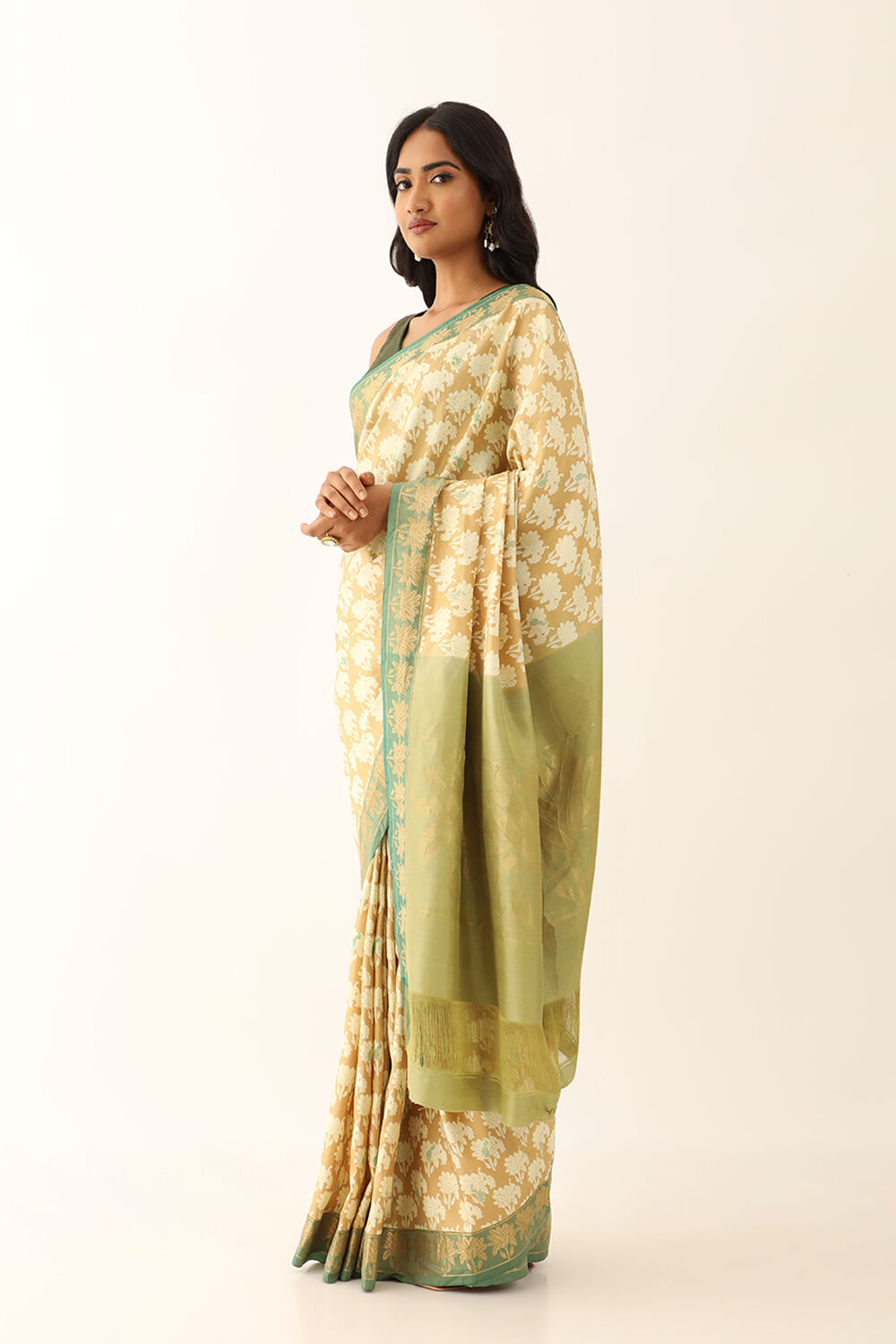 Light Green Pure South Silk Printed Saree image number null
