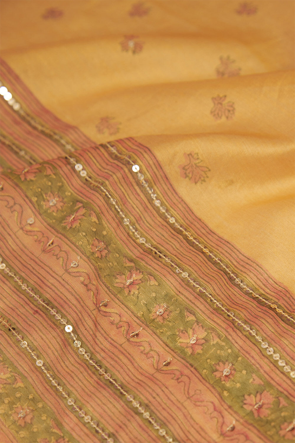 Orange Contemporary Pure Silk Cotton Printed Sanganeri Saree image number null