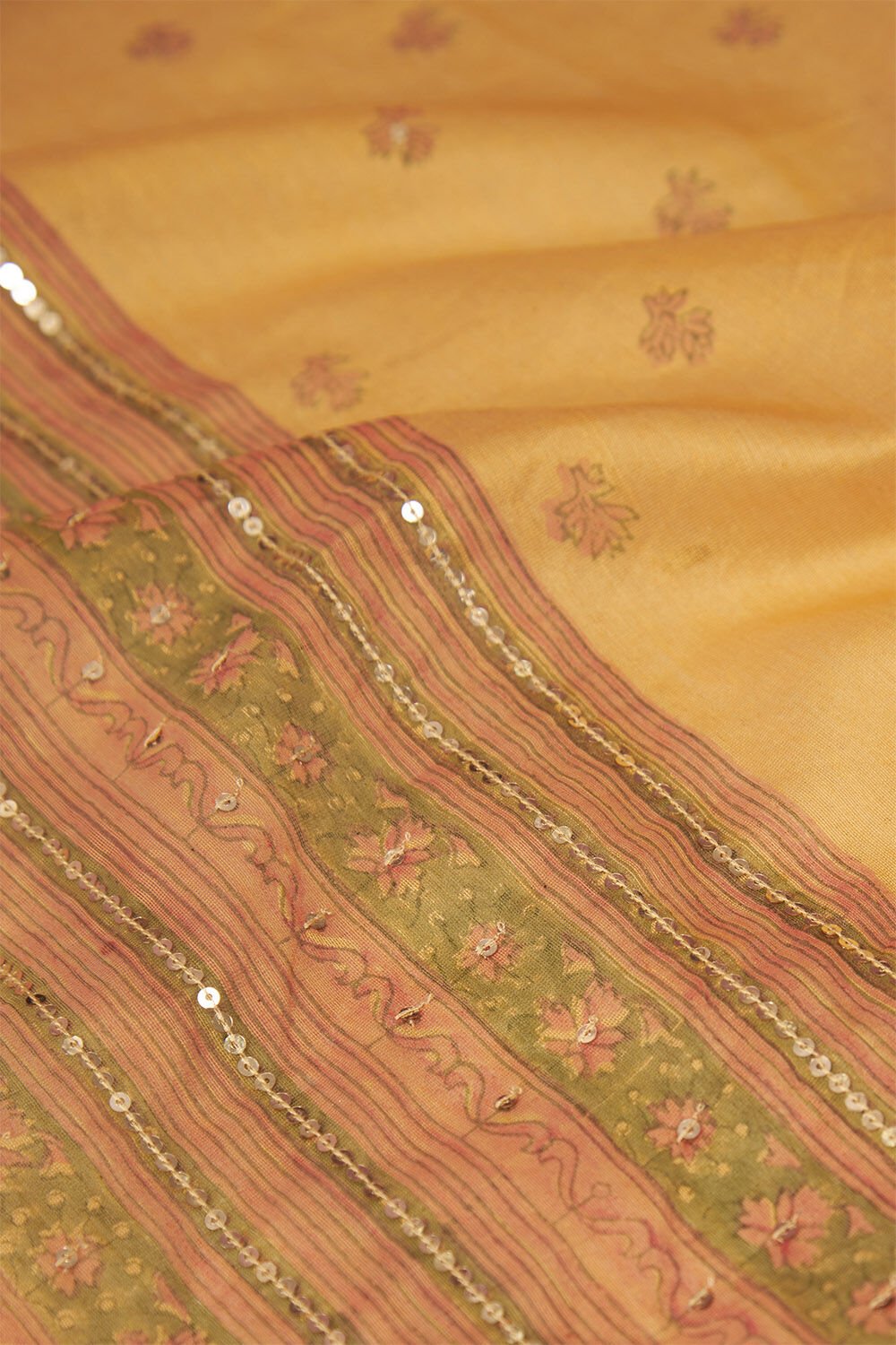 Orange Contemporary Pure Silk Cotton Printed Sanganeri Saree image number null