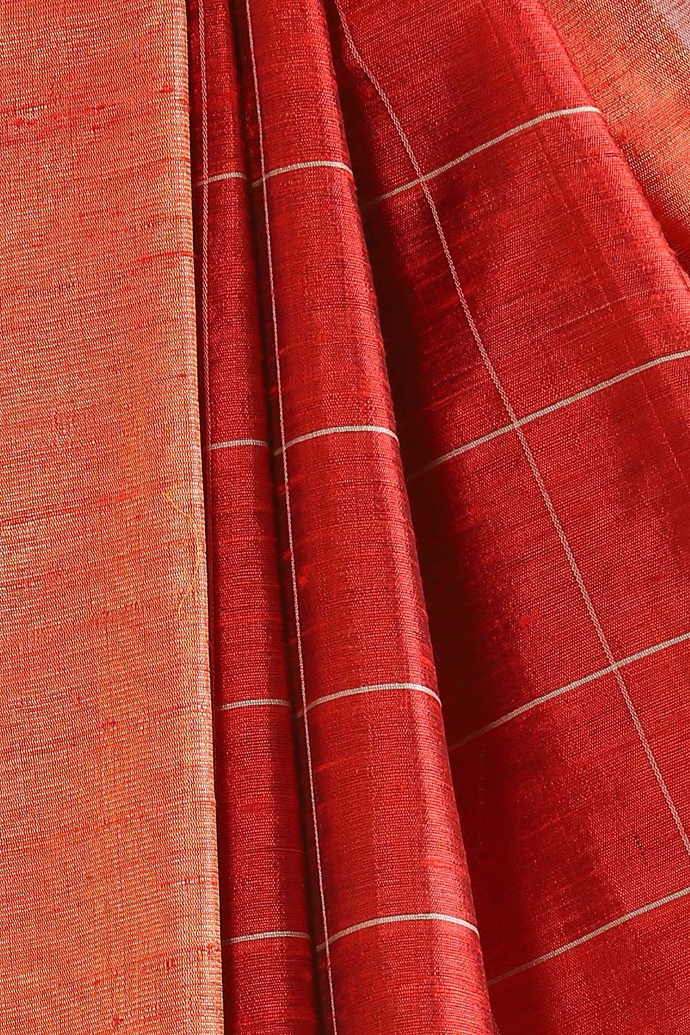 Red Pure Tussar Silk Bhagalpuri Saree image number null