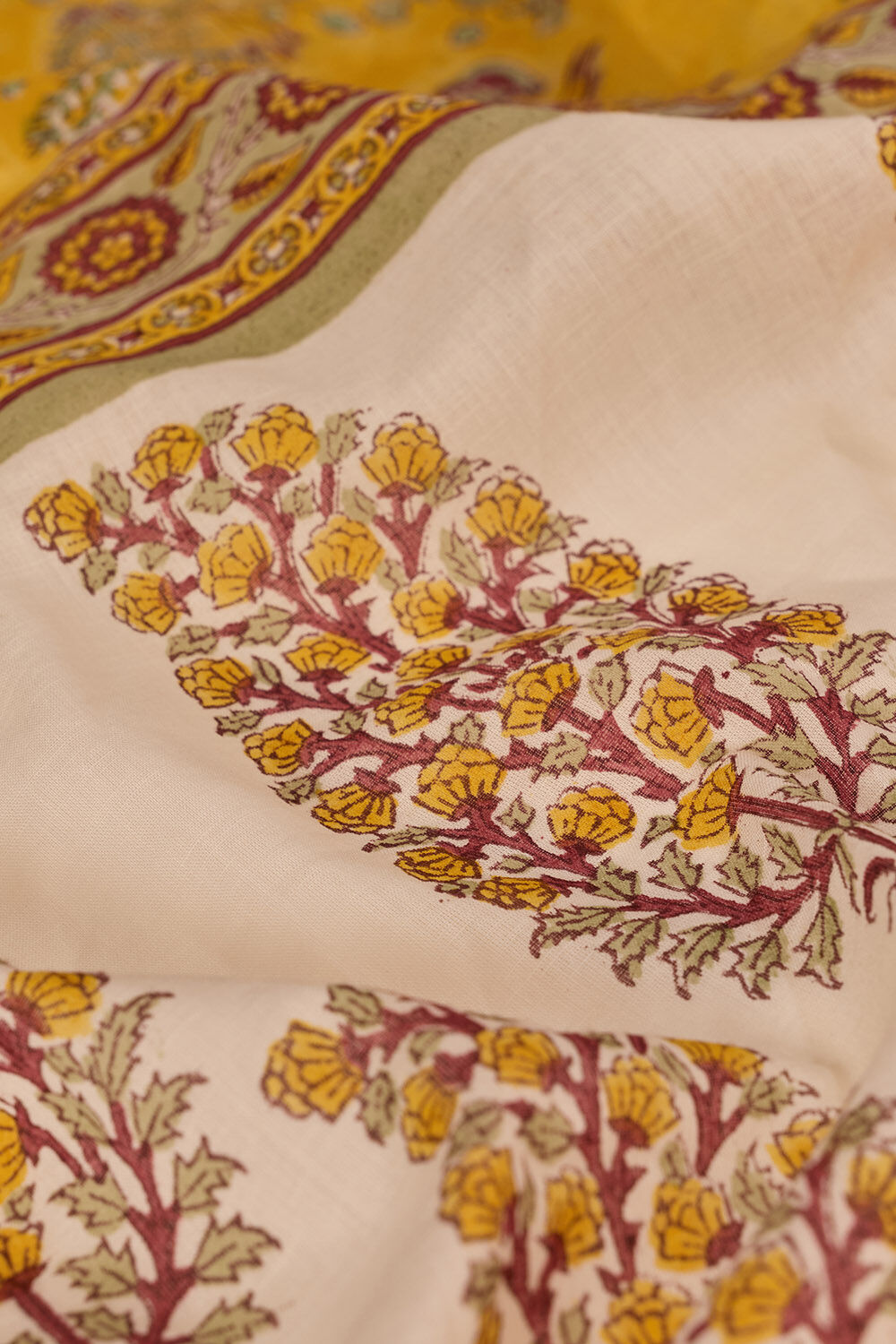 Yellow Rajasthan Pure Cotton Printed Sanganeri Saree image number null
