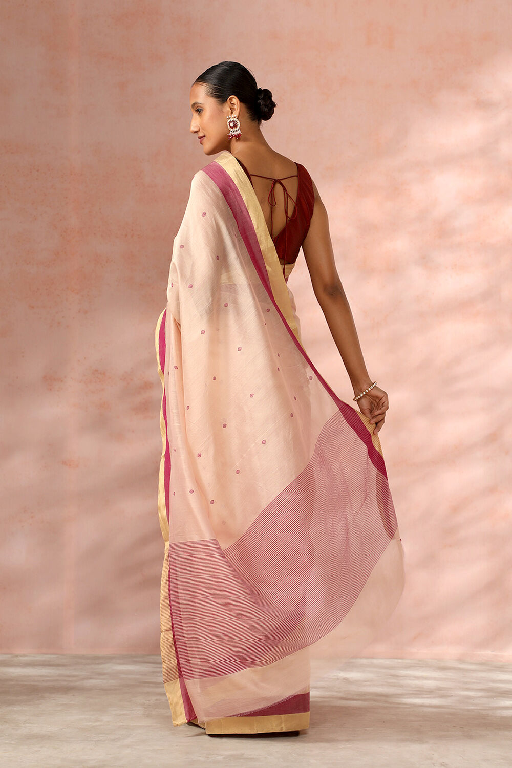 Brown Chanderi Pure Silk Cotton Woven Saree image number null