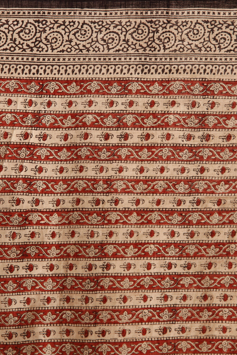 Beige Pure Khadi Cotton Bagru Printed Saree image number null